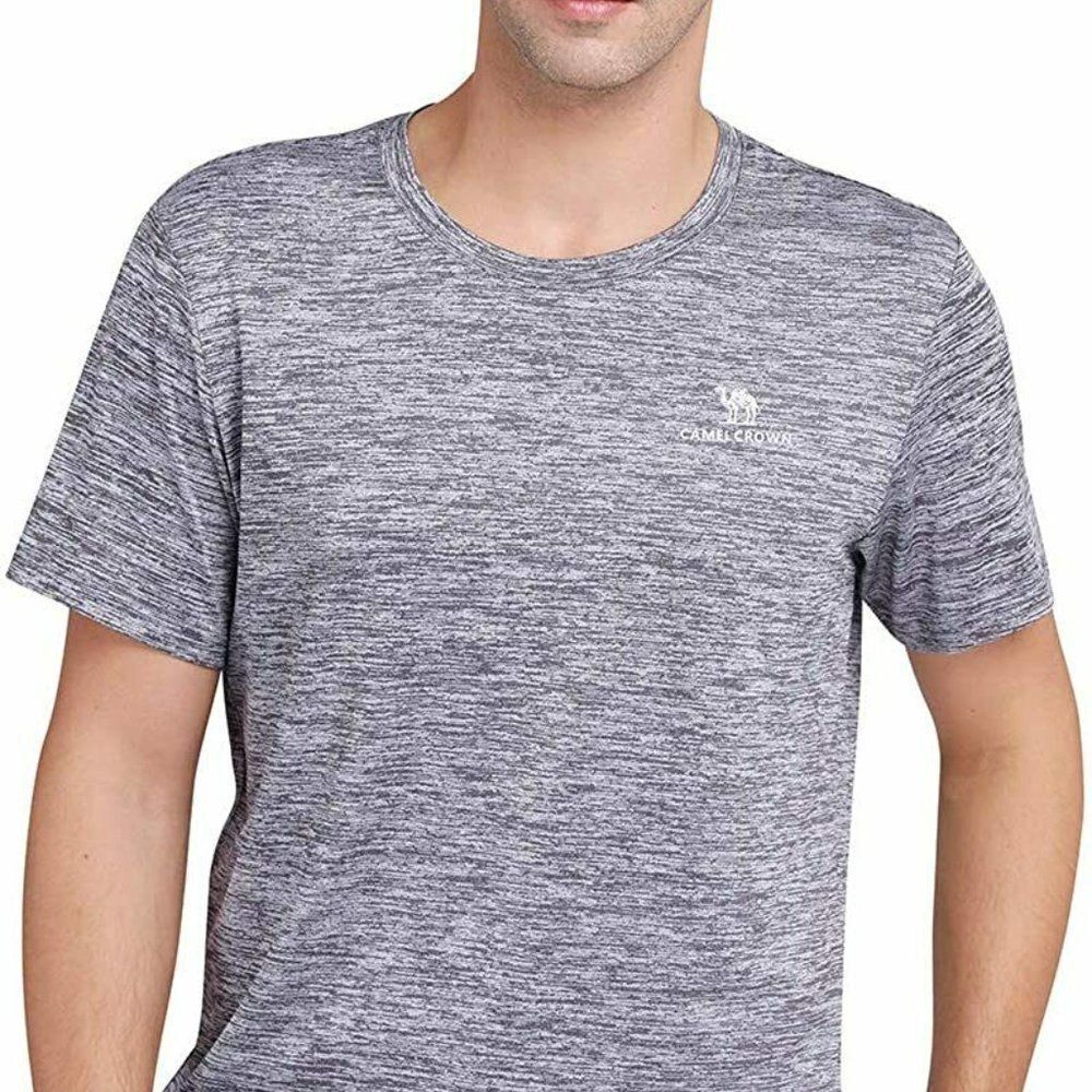 Camel Crown Mens Grey Heather Perormance Athletic Crew Neck T Shirt Size Small